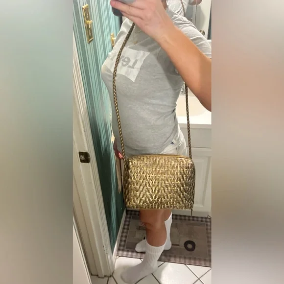 Gold Woven Brazilian Leather Crossbody - Picture 12 of 12